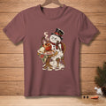 Illustration of a melting snowman at a table with the word "Rude" on a plate.