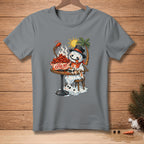 Melting snowman in a top hat eats fried chicken with text "I SAID EXTRA HOT".
