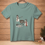 Two snowmen grilling with text "WE GOT THIS" on a green t-shirt.