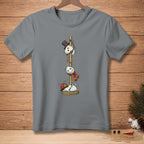Grey t-shirt with cartoon snowmen climbing a pole labeled "FAST RESPONSE".