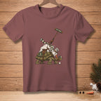 Turtle carrying snowman playing polo with "Fast Break" text on mallet.