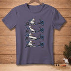 Four snowmen on rowing machines in different stages of stretching, with "FULL RANGE" text.