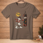 Snowman wearing boxing gloves and top hat punches a "WINNING" punching bag.