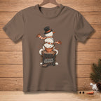 Brown t-shirt with snowman on pottery wheel, reads "CENTER YOURSELF."