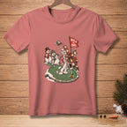 Two snowmen play golf with a windmill and a "Hole in One" flag.