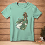 Bigfoot plays badminton against melting snowman with "Close Match" sign.