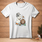 Melting snowman with bucket, hitting coconut with text "ALMOST HAPPY HOUR."