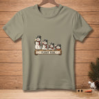 Four snowmen on a shelf drinking wine with text "FLIGHT RISK."