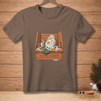 Snowman relaxing in a wooden tub with a drink, text reads "I PAID FOR 30 MINUTES."