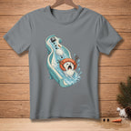 Snowman on waterslide wearing life preserver with text "Safety Device".