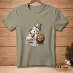 Snowman with bucket hat, mallet, and carrot next to a coconut with "ALMOST GOT IT."