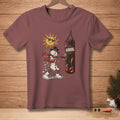 Snowman boxer with sunglasses sun punches boxing bag with "WINNING" text.