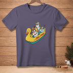 Snowmen riding a duck float with "FULL SPEED" text.
