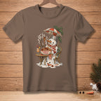 Snowman wearing scarf eating spaghetti under umbrella with text "KEEP IT CLASSY."