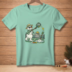 Snowman playing pickleball with text "DINK RESPONSIBLY" on paddle.