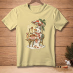 Melting snowman eating spaghetti under umbrella, text "KEEP IT CLASSY."