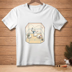 Snowmen playing squash inside a court, one hitting ball, two others fallen.