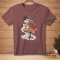 Melting snowman in a top hat eats lobster with text "THIS FEELS PERSONAL."
