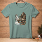 Bigfoot and a melting snowman sitting at a table with text "BEST TWO OUT OF THREE".