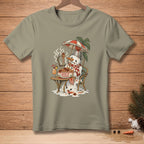 Snowman eating spaghetti under a beach umbrella with "Keep It Classy" text.