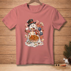 Melting snowman with hat eating paella and holding a spray bottle labeled "Problem Solved".