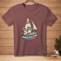 Snowmen in a sailboat with text "CAPTAIN'S ORDERS." on the boat.