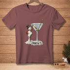 Snowman climbing a ladder into a martini glass with "Worth It" text.