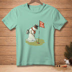 Melting snowman golfer with bucket and hat, flag reads "PAR IS PAR."
