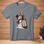 Snowman struggling with a wine bottle with "Save Some For Later" text.