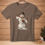 Muscle-bound snowman flexing, wearing a top hat and scarf with "42 Peak Condition" tag.