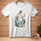 Snowman in a massage chair holding a cocktail, with text "THIS IS NICE."