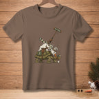Snowman riding a turtle playing polo with "FAST BREAK" on mallet.