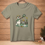 Two snowmen play pickleball with "Dink Responsibly" text on the paddle.