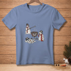 Blue t-shirt with snowmen grilling, text reads "WE GOT THIS."