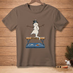 Snowman with a top hat balancing on a pommel horse with text "STICK IT".