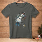 Snowman scuba diver with "Deep Thoughts" tank, snorkel, fins, and a fish.