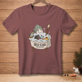 T-shirt with cartoon snowman in bathtub with text "Self Care".