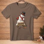 Snowman with a top hat and scarf breaking through a sign that says "BREAKTHROUGH".