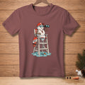 Snowman lifeguard with binoculars on a melting rescue chair, with "Everything's Fine." text.