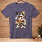 Melting snowman eating fried chicken and waffles, with "Messy is a Mindset" text.