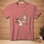 Shirt with a humorous graphic of melting snowmen and the text "HOW LOW CAN YOU GO?".