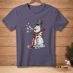 Snowman with bucket on head using pump labeled "REINFLATING."
