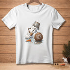 T-shirt with melting snowman, bucket hat, and coconut that reads "ALMOST GOT IT."