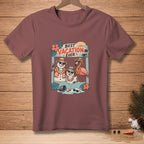 T-shirt with cartoon snowmen and flamingo on vacation with text "Best Vacation Ever".