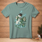 Snowman with a hose on a t-shirt, text "FIXED IT."
