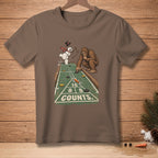 Snowman and Bigfoot play shuffleboard with text "10 8 8 COUNTS."