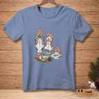 Three snowmen in spa attire, with a bowl and "REJUVENATE" text.