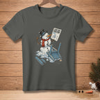 Snowman with instructions and broken chair, text "I don't need directions."