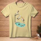 Snowmen diving into a pool from a diving board with text "YOUR TURN."