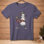 T-shirt with snowman wearing sunglasses, hat, scarf, and holding a "Wind Up" sign.